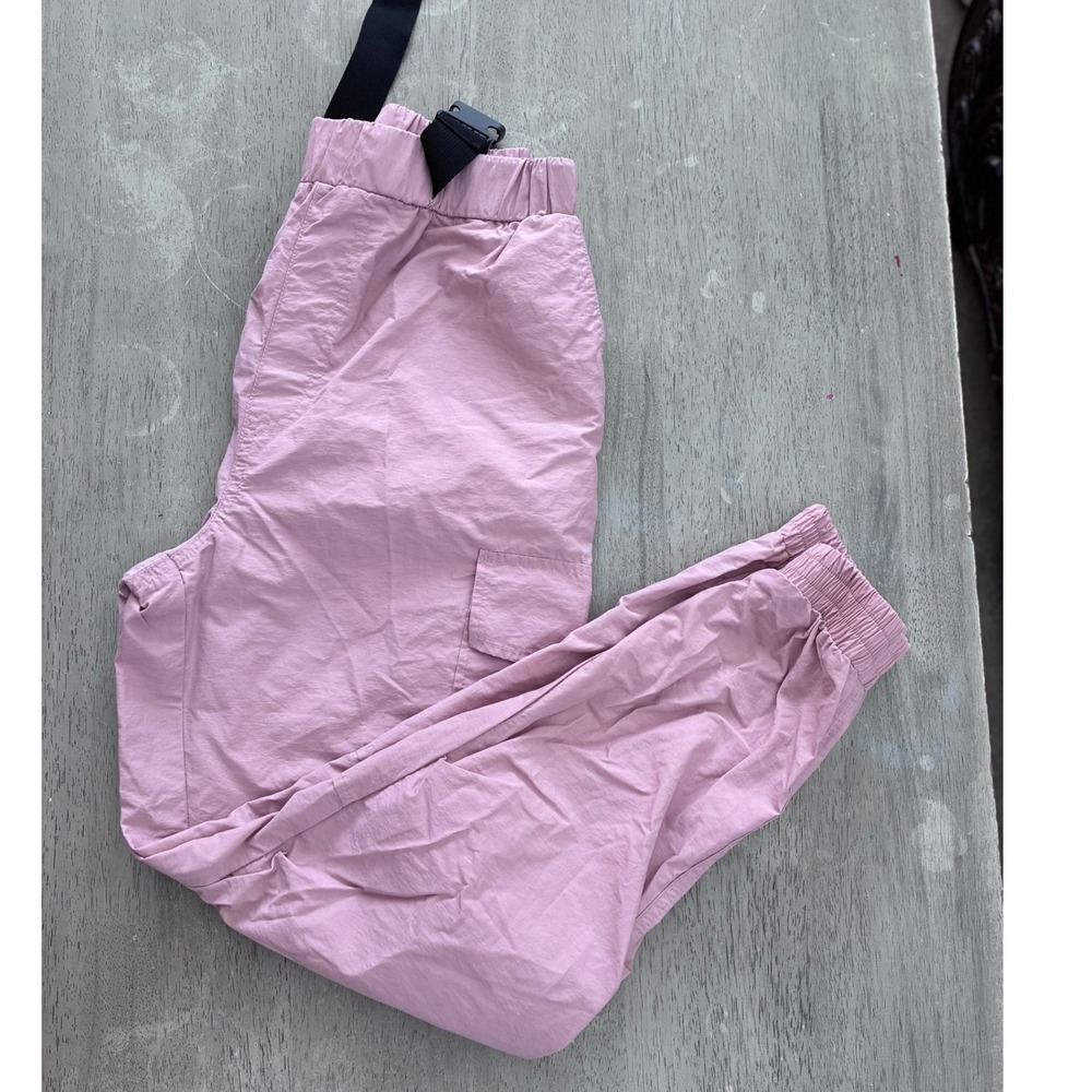 Love Tree Pink Cargo Jogger Pants Women Small Buckle Belt Utility P6021